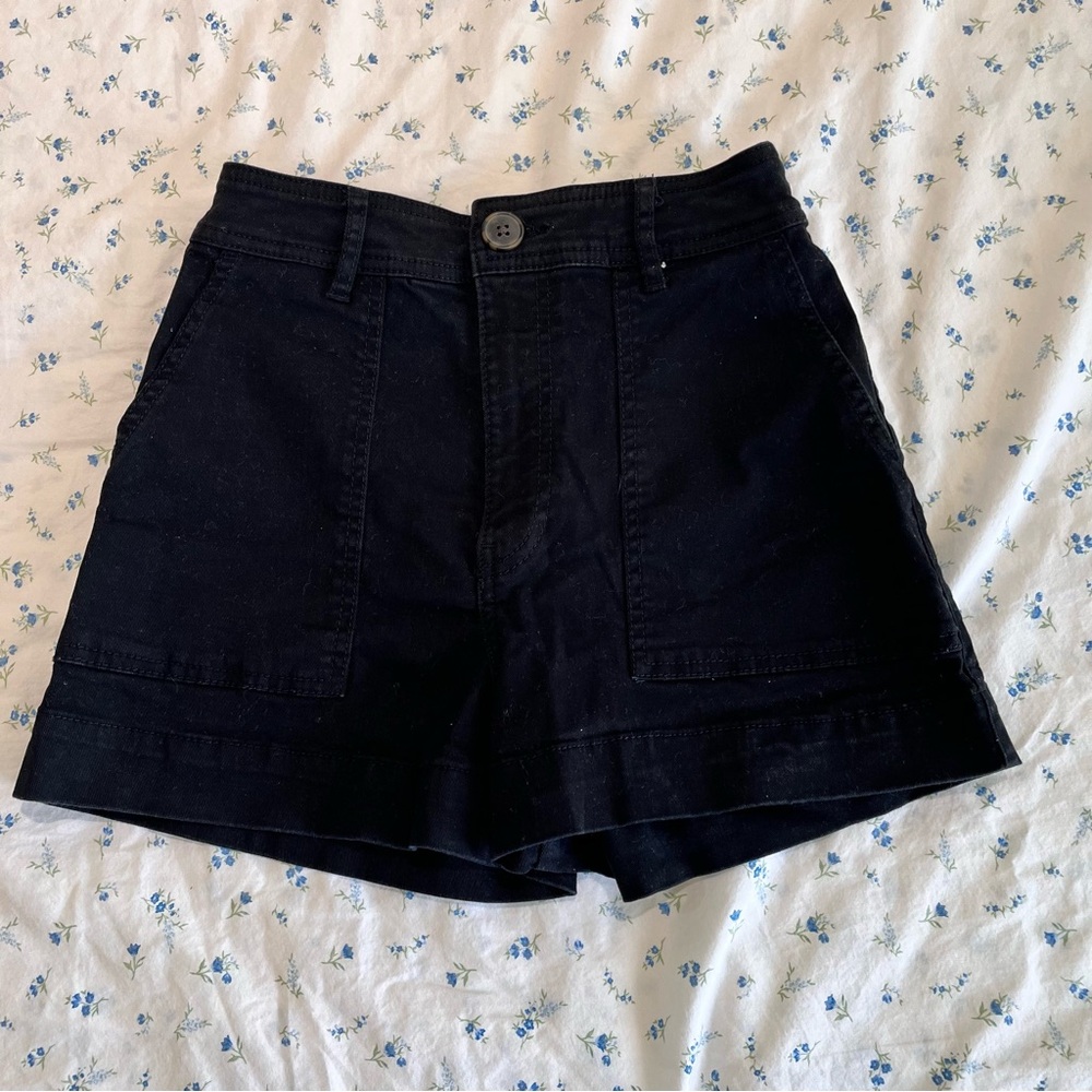 H&M black denim shorts